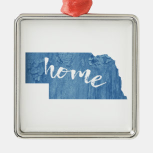 Nebraska Home Wood Grain Metal Ornament