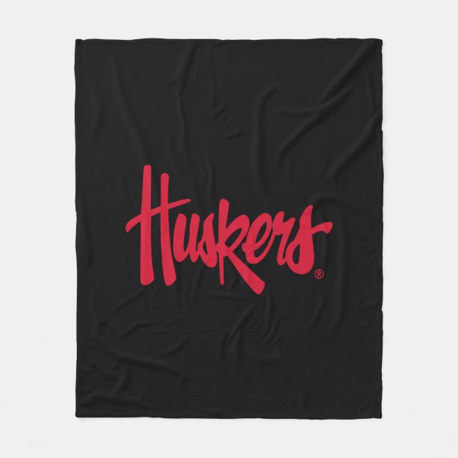 Nebraska Huskers Red Script Logo Fleece Blanket (Front)