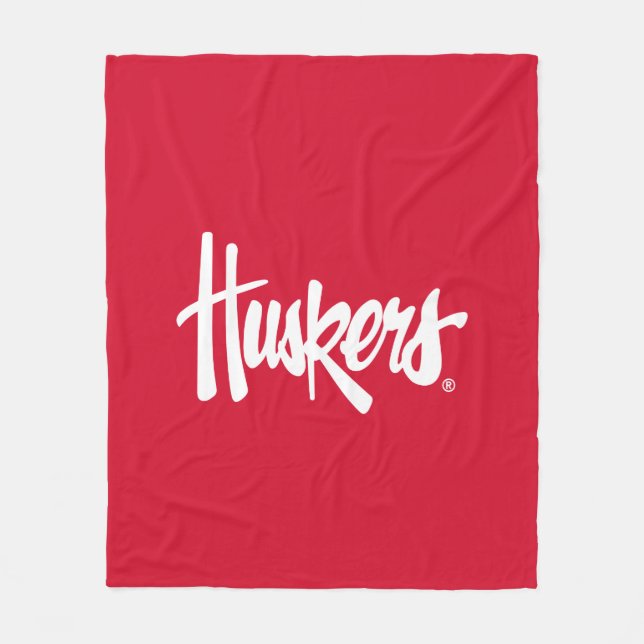 Nebraska Huskers Red Script Logo Fleece Blanket (Front)