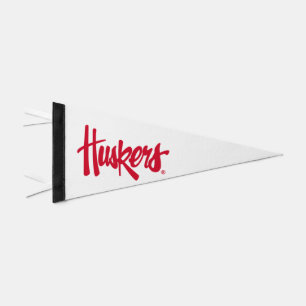 Nebraska Huskers Red Script Logo Pennant Flag