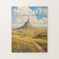Nebraska Illustration Travel Art Vintage