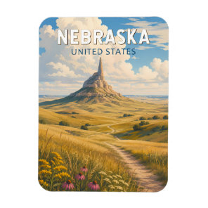Nebraska Illustration Travel Art Vintage Magnet