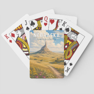 Nebraska Illustration Travel Art Vintage Poker Cards