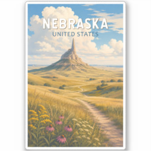 Nebraska Illustration Travel Art Vintage Sticker