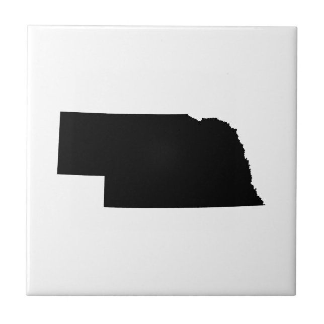 Nebraska in Black Ceramic Tile (Front)