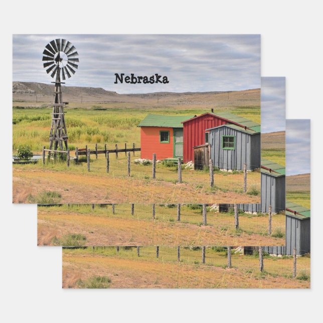 Nebraska landscape  wrapping paper sheets (Set)