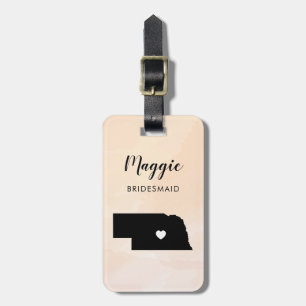 Nebraska Map Luggage Tag, Wedding Party Welcome Luggage Tag