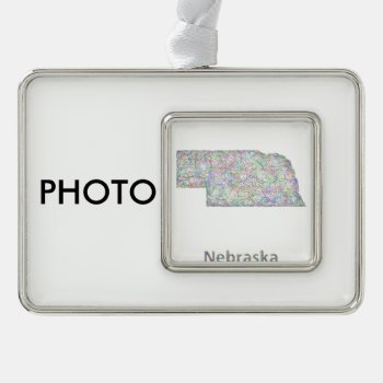 Nebraska Map Silver Plated Framed Ornament by ZYDDesign at Zazzle