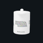 Nebraska map teapot<br><div class="desc">Colorful line art design map of Nebraska state.</div>