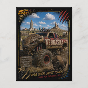 Nebraska Monster Truck Off Road Art Postcard