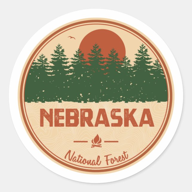Nebraska National Forest Classic Round Sticker (Front)