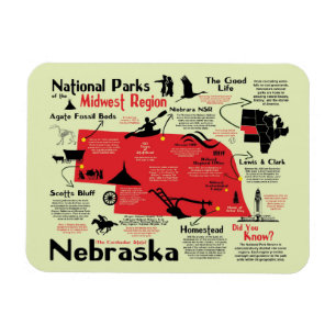 Nebraska National Parks Map Magnet