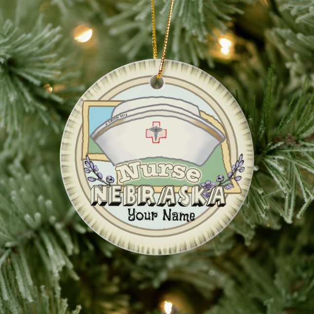 Nebraska Nurse Ceramic Ornament (Tree)