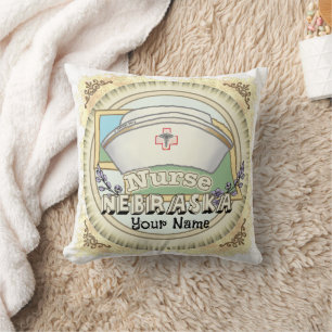 Nebraska Nurse Throw Pillow