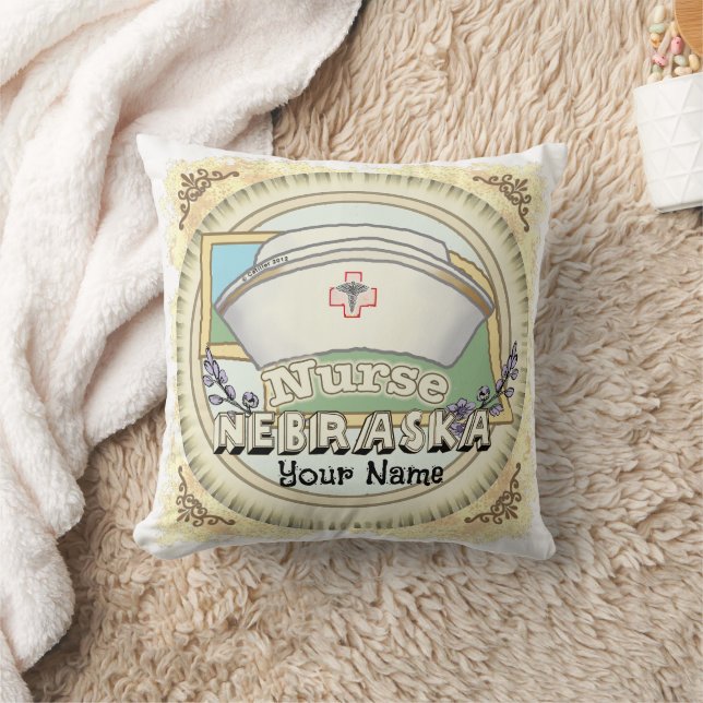 Nebraska Nurse Throw Pillow (Blanket)
