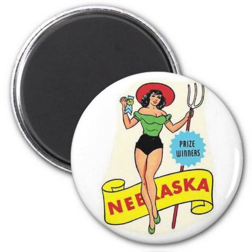 Nebraska pin up girl Vintage travel Magnet