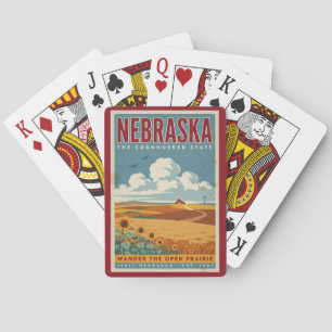 Nebraska Prairie Farm Illustration Travel Art Poker Cards
