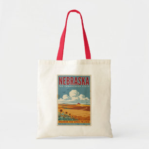 Nebraska Prairie Farm Illustration Travel Art Tote Bag