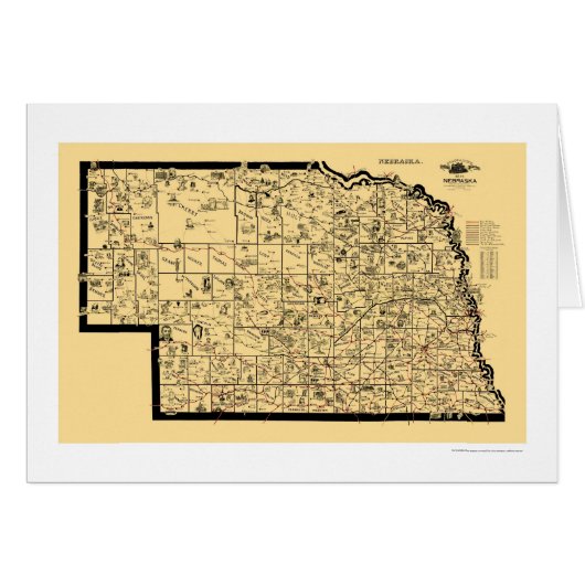 Nebraska Railroad Map 1897 Cards (Front Horizontal)