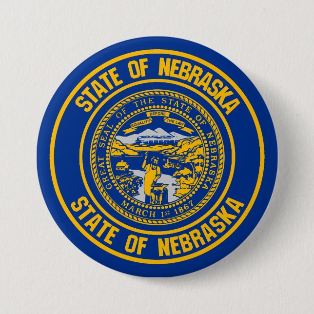 Nebraska Round Emblem Button (Front)