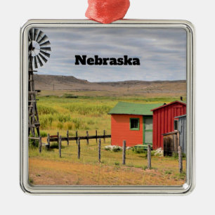 Nebraska, scenic landscape photograph, metal ornament