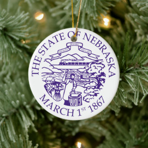 Nebraska sign ceramic ornament
