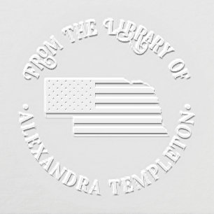 Nebraska Stars Stripes State Map Library Book Name Embosser