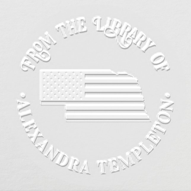 Nebraska Stars Stripes State Map Library Book Name Embosser (Design)