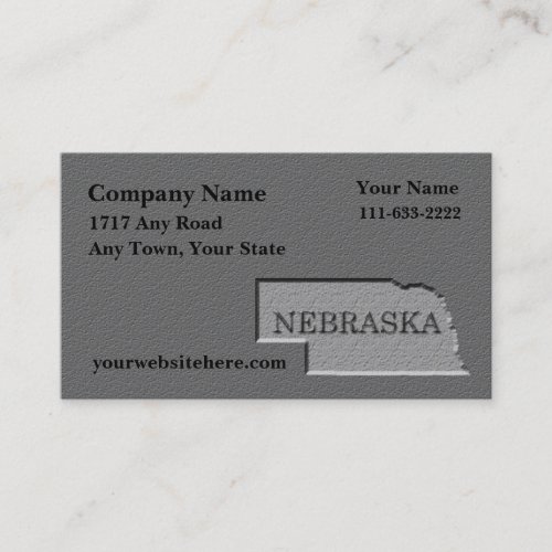 Nebraska State Business card  carved stone look