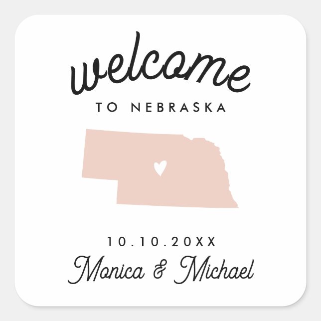 NEBRASKA State Destination Wedding ANY COLOR  Square Sticker (Front)