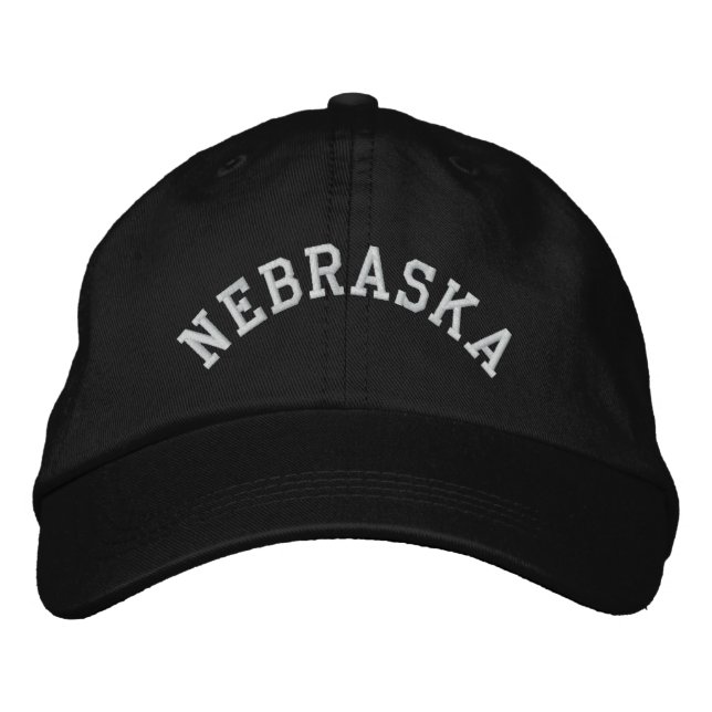Nebraska State Embroidered Embroidered Baseball Hat (Front)