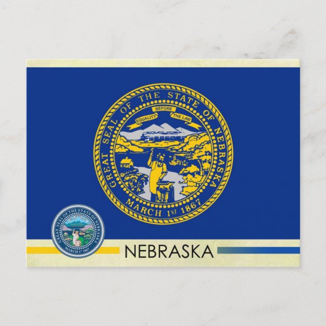 Nebraska State Flag and Seal Postcard (Front)