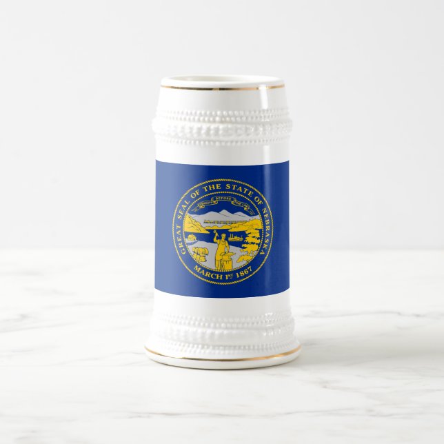 Nebraska State Flag Beer Stein (Center)