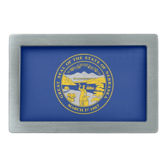 Nebraska State Flag Belt Buckle (Front)