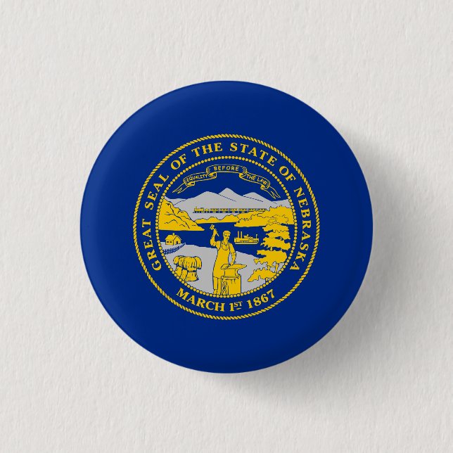 Nebraska State Flag Button (Front)