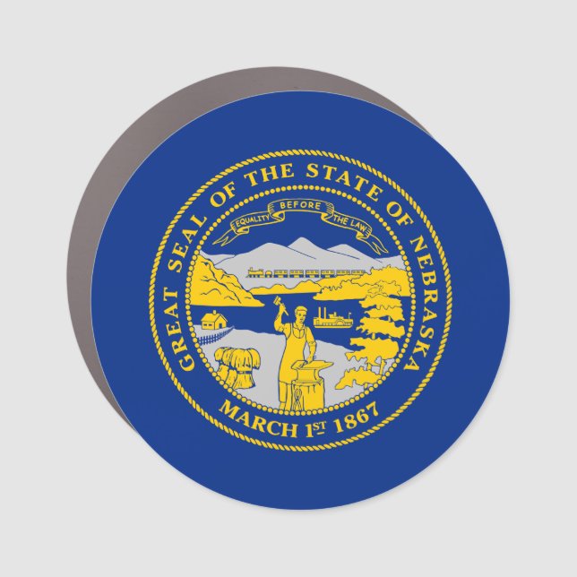 Nebraska State Flag Car Magnet (Front)