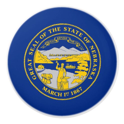 Nebraska State Flag Ceramic Knob