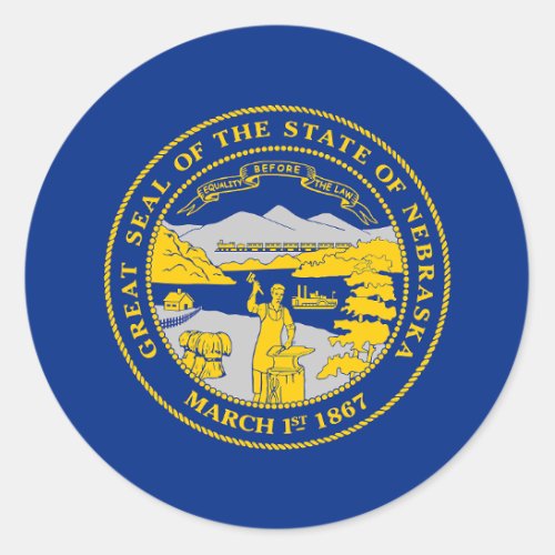 Nebraska State Flag Classic Round Sticker