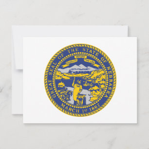 Nebraska State Flag Cornhusker State Seal Postcard