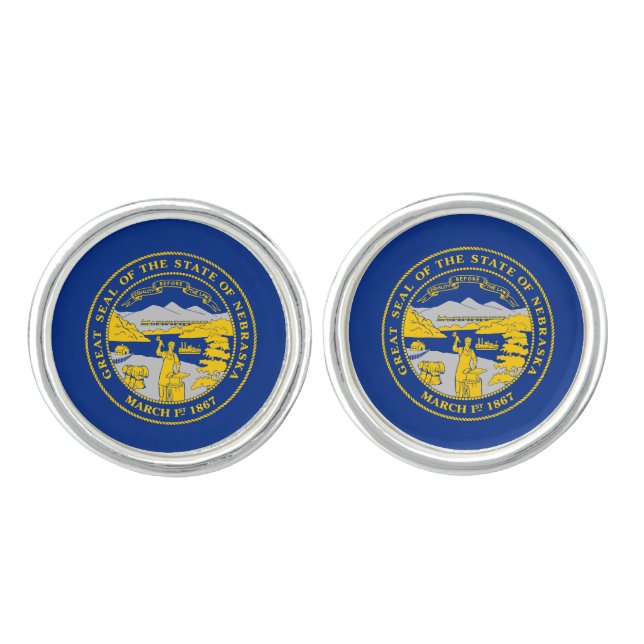 Nebraska State Flag Cufflinks (Front)