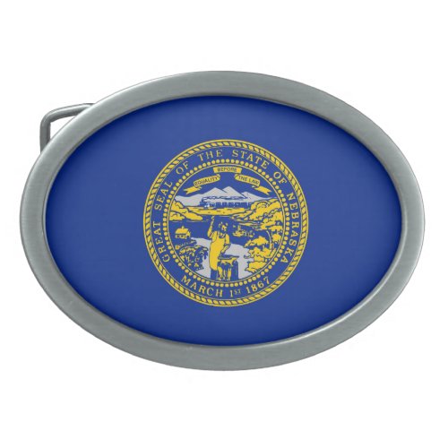 Nebraska State Flag Design Belt Buckle