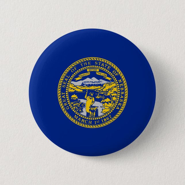 Nebraska State Flag Design Button (Front)
