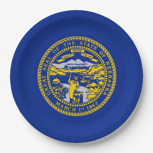 Nebraska State Flag Design Decor Paper Plates (Front)