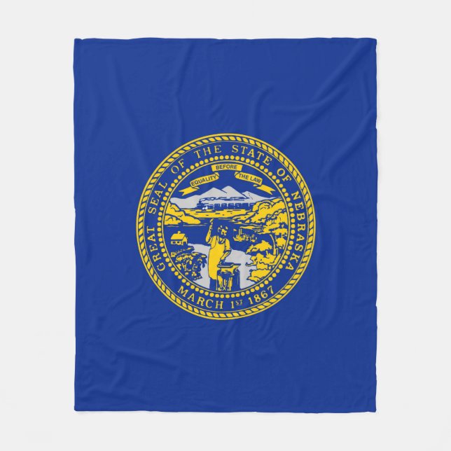 Nebraska State Flag Design Fleece Blanket (Front)