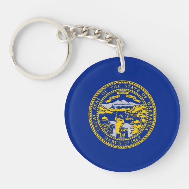 Nebraska State Flag Design Keychain (Front)