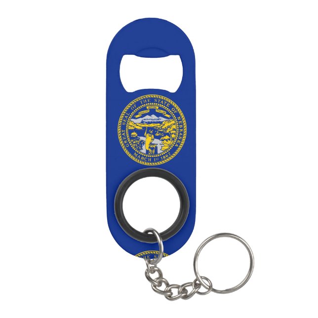 Nebraska State Flag Design Keychain Bottle Opener (Back)