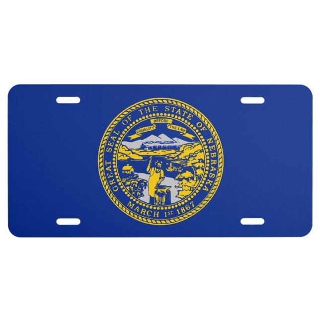Nebraska State Flag Design License Plate (Front)