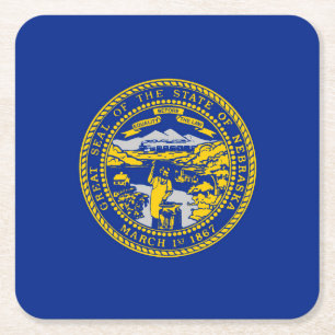 Nebraska State Flag Design Square Paper Coaster