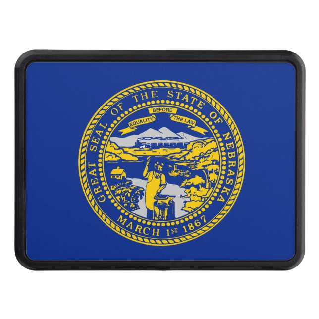 Nebraska State Flag Design Tow Hitch Cover (Front)