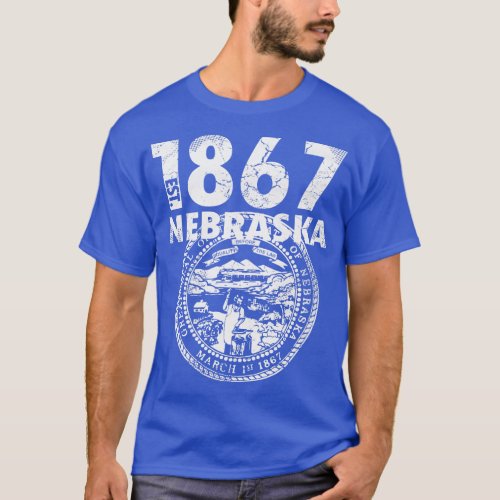 Nebraska State Flag Est 1867 Vintage Distressed T_Shirt
